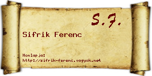 Sifrik Ferenc névjegykártya