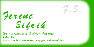 ferenc sifrik business card